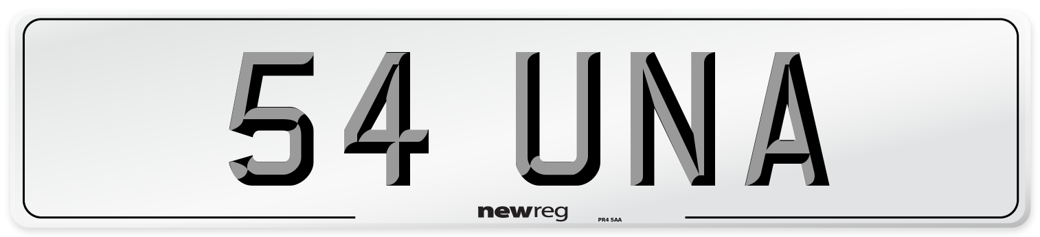 54 UNA Number Plate from New Reg